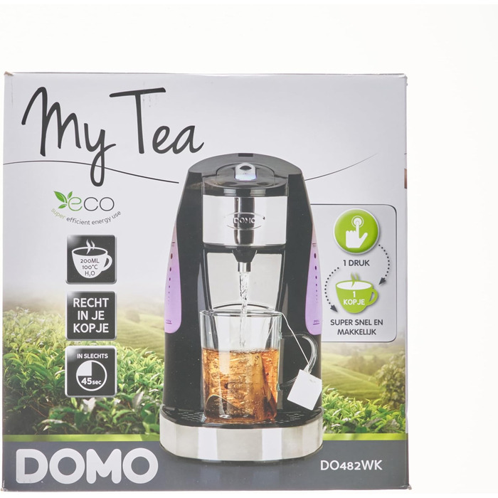 Електрочайник Domo DO482WK, пластик та нержавіюча сталь, 1.5 л, білий/чорний