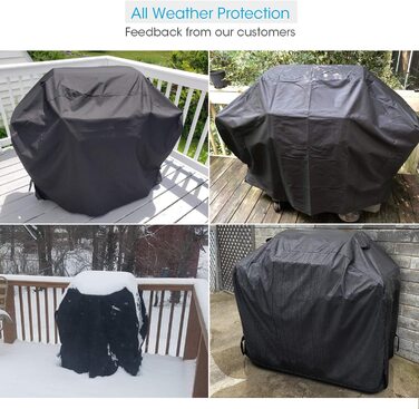 Універсальний водонепроникний чохол для гриля Unicook 152x58x107 см, захисний чохол із оксфорду для газових грилів Weber, Brinkmann, Landmann, чорний, UV-стійкий, міцний