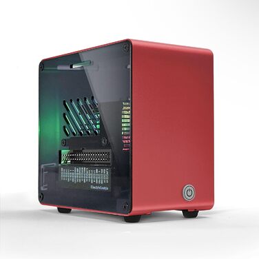 Алюмінієвий корпус ElectroCookie Mini Tower для Raspberry Pi 5 з вентилятором і підсвіткою RGB (червоний)