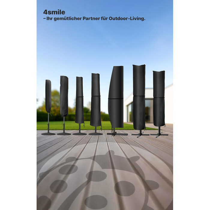 Чохол для парасольки 4smile 2-5м, 420D Oxford, водонепроникний, захист від УФ, чорний 275x55 см