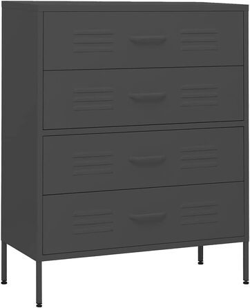 Комод з 4 шухлядами Sideboard, багатоцільова шафа-тумба зі сталі, антрацит, 80x35x101.5 см
