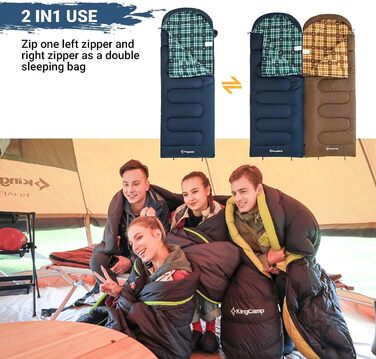 KingCamp спальний мішок для кемпінгу, теплий, легкий, 3-4 сезони, 300/400 г наповнювач, для дорослих, портативний
