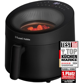 Аерофритюрниця Russell Hobbs SatisFry Panoramic 5 л, 10 програм, з оглядовим вікном, без олії, для фритюру, грилю, запікання, до 200°C, чорна, модель 27420-56