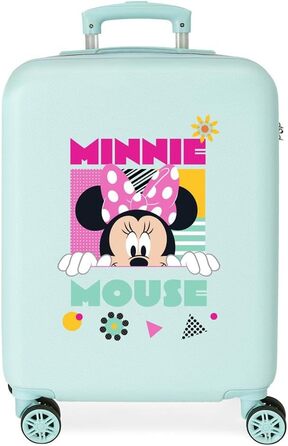 Дитяча валіза Disney Minnie, бірюзова, 55x38x20 см, ABS, кодовий замок, 35 л, 2 кг, 4 колеса, ручна поклажа
