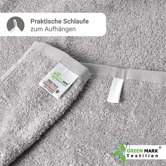 Набір рушників NatureMark 8 шт. з махрової бавовни: 4 гостьові, 2 для рук, 2 банних, сріблясто-сірий колір