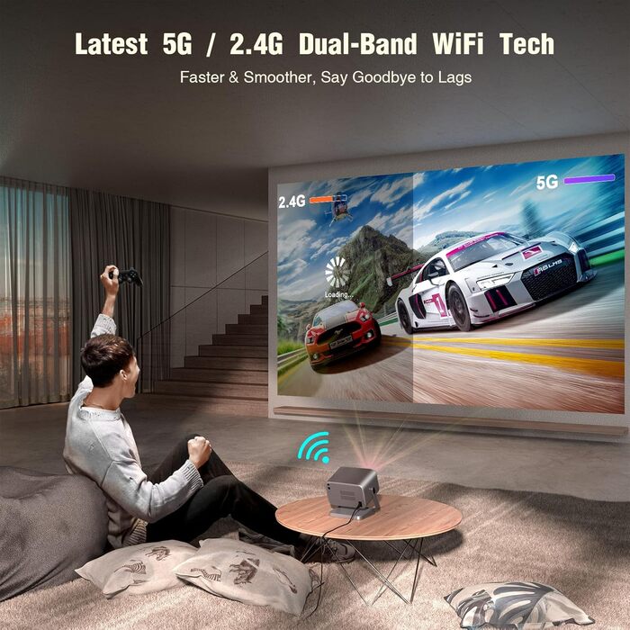 Smart Beamer 28000 Lumen: 4K проєктор з автофокусом, Dolby Audio, WiFi6, Bluetooth, підтримкою 1080P для дому та вулиці