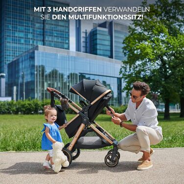 Дитяча коляска Kinderkraft ESME 3-в-1: комплект, до 22 кг, автокрісло I-size, бежевий колір