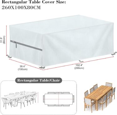 Чохол для садових меблів LAMUNI водонепроникний 420D Oxford 260x100x80 см