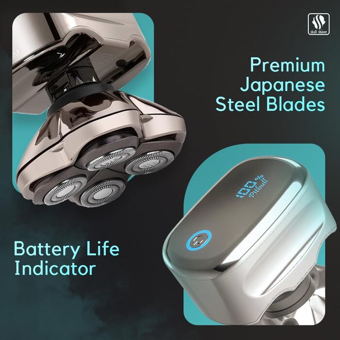 Бритва Skull Shaver Pitbull Platinum Pro - бездротовий, USB-зарядний, для чоловіків.