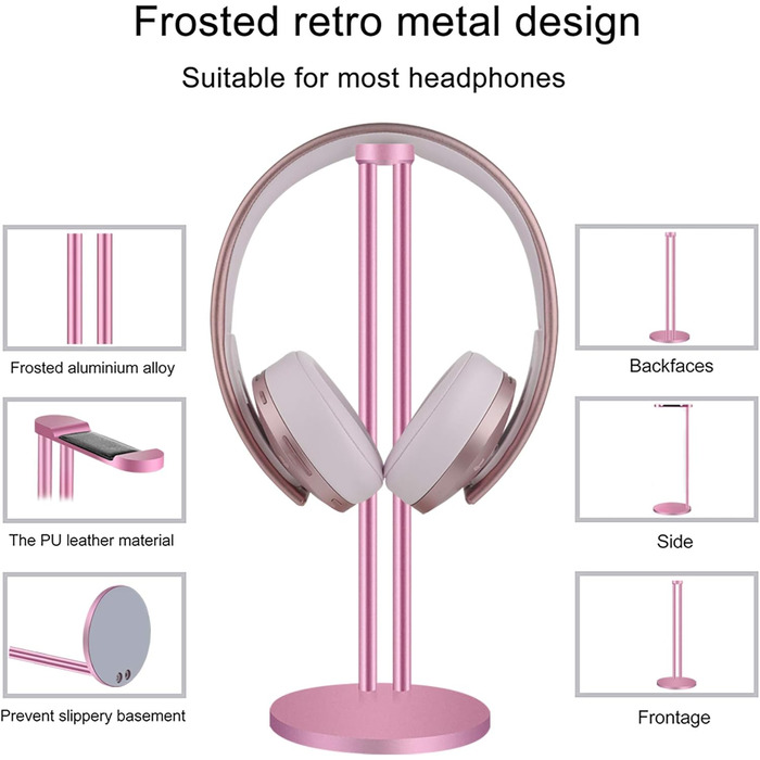 Підставка для навушників Geekria, сумісна з Sony WH-1000XM3/WH-1000XM4, ATH, AKG, Bose QC35/QC25/QC15, тримач для гарнітури, колір рожеве золото