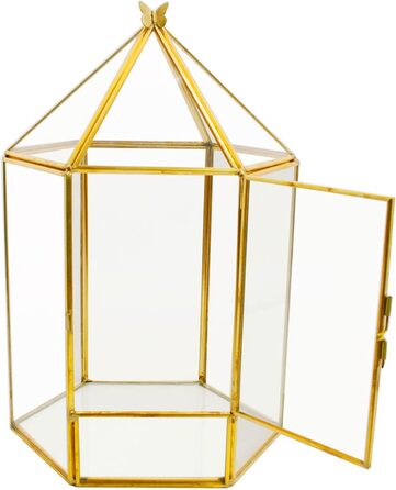Скляне терассіум ElegantLife Geometrisches для сукулентів та повітряних рослин, шестигранний, золотистий