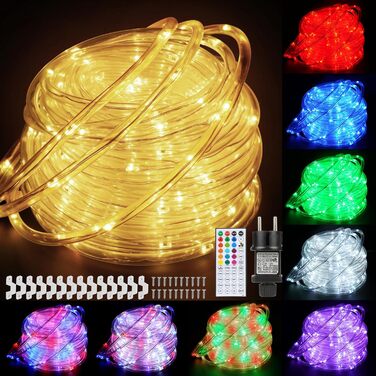LED гірлянда-шланг StarryEver 15 м для вулиці та дому, 150 LED, IP68, 16 кольорів, з пультом, для саду, балкона, кімнати