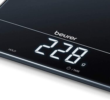 Кухонні ваги Beurer KS 34, точне зважування до 15 кг, тара, LED-дисплей, чорні