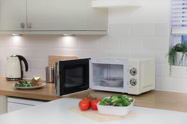 Мікрохвильова піч Russell Hobbs RHMM701C Solo, 17 л, 700 Вт, кремовий колір - з таймером, розморожуванням та 5 рівнями потужності
