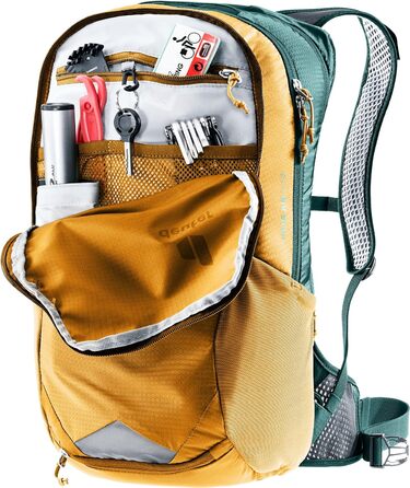 Велосипедний рюкзак Deuter Race Air 14+3 л, коричнево-синій, вентиляція спини