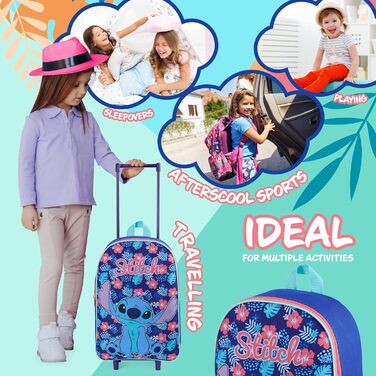 Дитяча валіза Disney Stitch, легкий складаний ручний багаж 39x27 см, 10,5 л, 2 колеса, висувна ручка