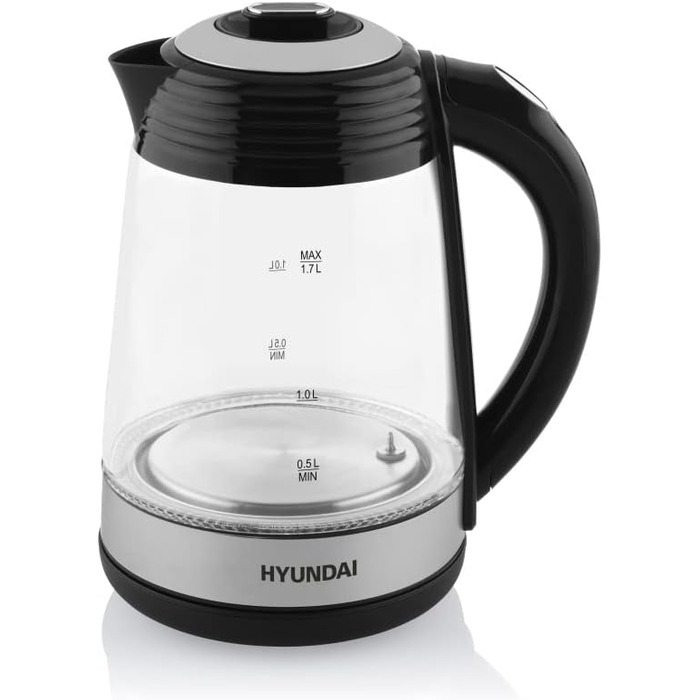 Електрочайник скляний HYUNDAI VK 780, 1.7 л, 2200 Вт, 7 температурних режимів, LED підсвітка, функція збереження тепла