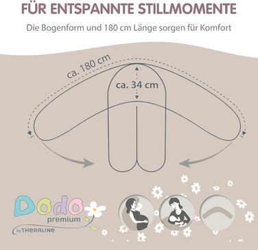 Подушка для вагітних та годування Theraline Dodo Pillow Premium 180 см, мусліновий чохол (100% бавовна), колір: димчасто-сірий