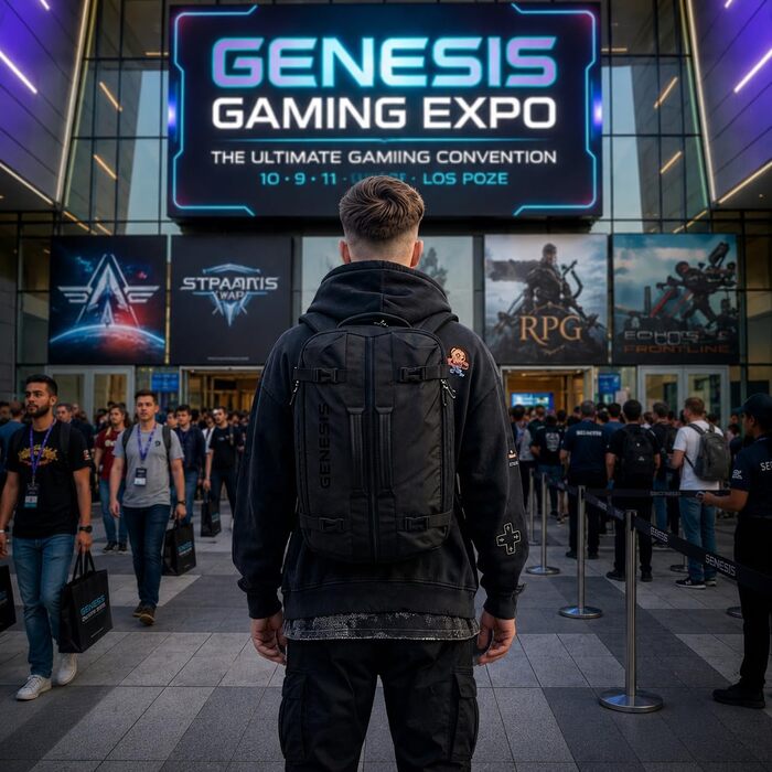 Рюкзак для ноутбука Genesis Pallad 550, 17.3 дюймів, 24-29 л, 19 кишень, чорний