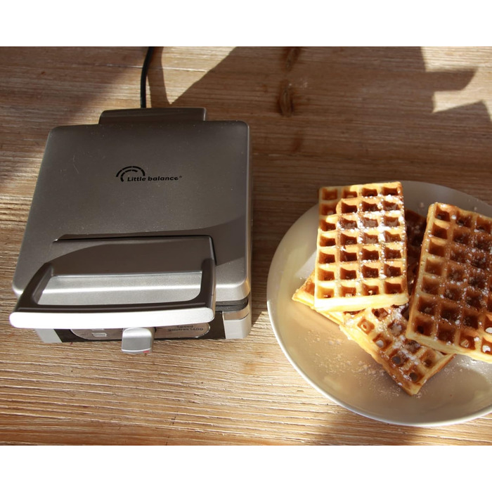 Електрична вафельниця LITTLE BALANCE 8816 Power Waffeln 1600 Вт, антипригарне покриття без PFAS, для товстих та хрустких вафель, чорна (28.5 x 21 x 14.5 см)