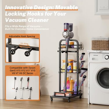 Стійка для акумуляторного пилососа Dyson Gen5 V15s/V15/V12/V11/V10/V8/V7/V6 - металева підставка з коробкою для зберігання аксесуарів