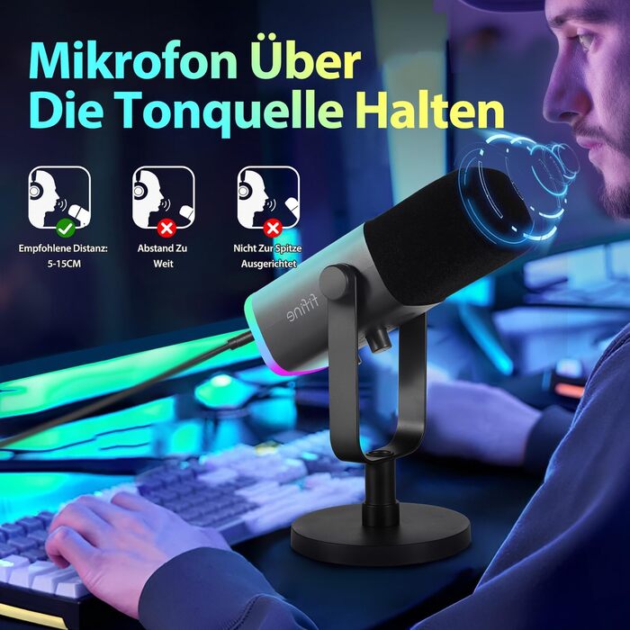 Ігровий мікрофон FIFINE XLR/USB для стрімінгу, подкастів, студії, динамічний, з кнопкою вимкнення звуку, сумісний з ПК, PS4/5, Mac, мікшерами та звуковими картами