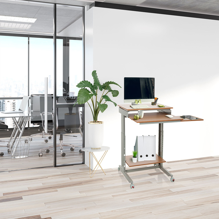 Комп'ютерний стіл-робоча станція WORKSTATION, сірий / бук, hjh OFFICE