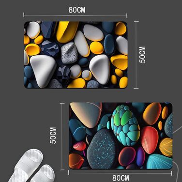 Килимок для ванної Olnamaro 3D-ефект каміння, антиковзкий, водопоглинаючий, швидковисихаючий, 80x50 см, червоний