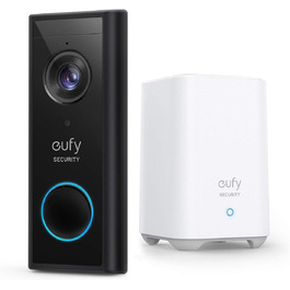 Eufy Security бездротовий відеодзвінок з акумулятором, 2K HD, камера для дверей, без підписок, розумне розпізнавання людей, двосторонній аудіозв'язок, сумісний з HomeBase 2