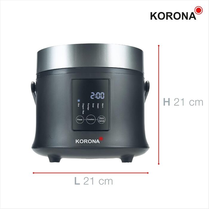 Рисівварка електрична Korona 58011 Reisprofi з функцією підігріву та таймером 24 год | LED-дисплей, знімний контейнер, мірний стакан та ложка