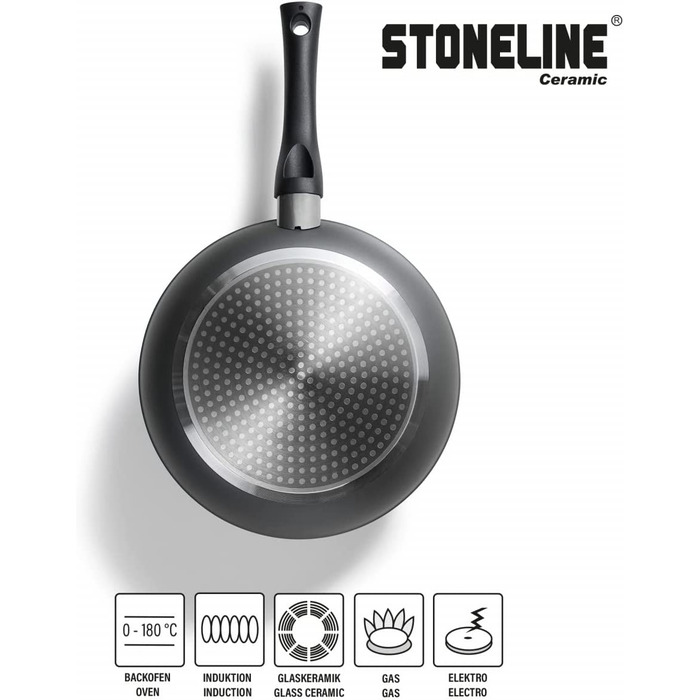 STONELINE керамічний набір каструль для індукції, 14 предметів, антипригарне кухонне приладдя з кришками, без PFAS, з кам'яними частками, антрацит