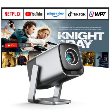 Проектор портативний XuanPad 4K Mini Beamer 28000 Люмен з автофокусом, Bluetooth, WiFi 6, Dolby Audio, для дому та вулиці, сріблястий