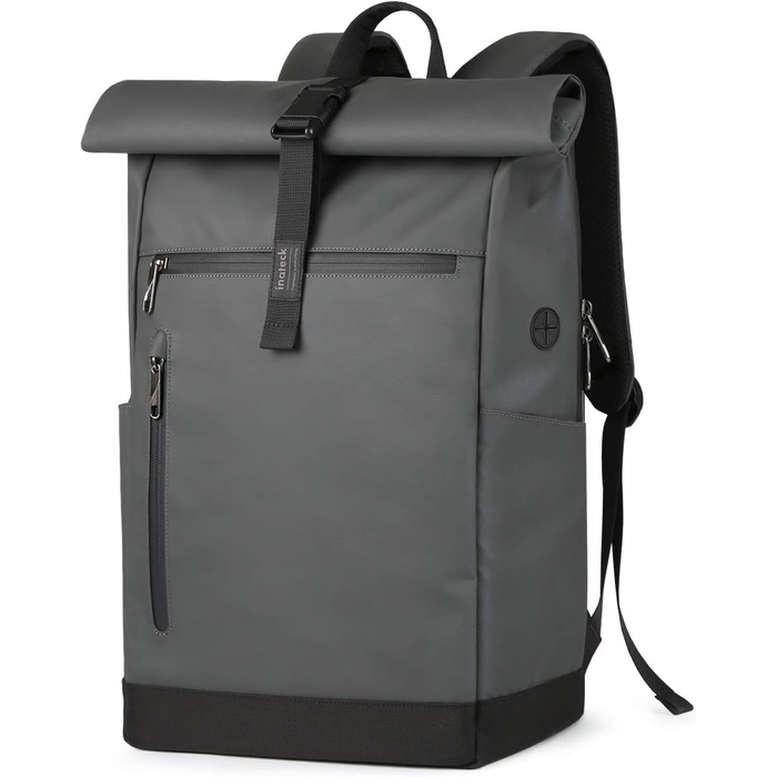 Inateck RollTop рюкзак 25-30 л для чоловіків і жінок, міський велосипедний рюкзак для ноутбука 17'', шкільний, для університету, подорожей, роботи та спорту, сірий