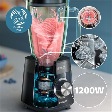 Блендер стаціонарний Philips HR3031/00 5000 серія, 1200 Вт, 2 л, чорний. Технологія ProBlend Plus, посудомийна машина