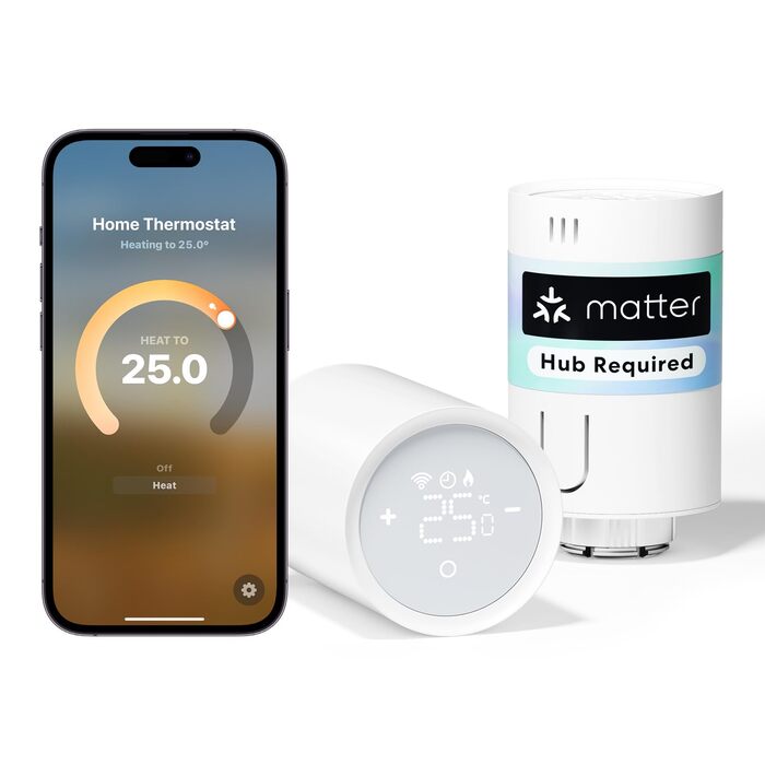 Meross Matter Термостат на радіатор Wi-Fi (2 шт.) - Сумісний з HomeKit, Alexa, Google Assistant