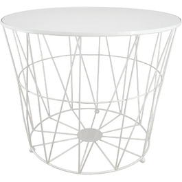 Журнальний стіл PrimoLiving Design XL, білий металевий кошик з дерев'яною кришкою, 50x40 см, стіл з місцем для зберігання, сучасний декор