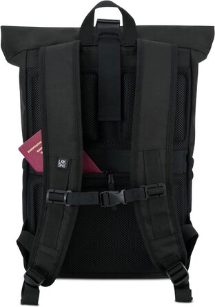 Рюкзак LARKSON Rolltop з відділенням для ноутбука, водостійкий, універсальний, чорний, для жінок і чоловіків, для університету, роботи, велосипеда, подорожей