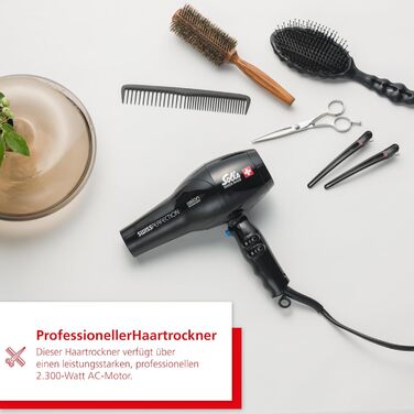 Фен для волосся Solis Swiss Perfection 440, 2300 Вт, іонний, 3 температури, 2 швидкості, холодне повітря, AC-мотор, чорний