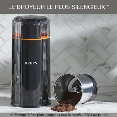 Кавомолка електрична Krups GVX212 Compact з регулюванням помелу та вибором кількості чашок, нержавіюча сталь, чорна