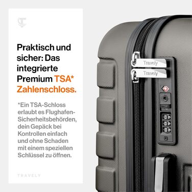 Валіза Travely XL з полікарбонату 77 см, місткість 100л, міцна валіза на колесах з TSA-замком, колір Mondsteingrau