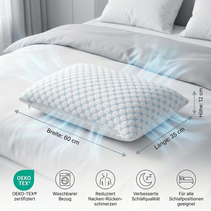 Охолоджувальна подушка для сну 40x80 з піни Memory Foam, ергономічна подушка для шиї та голови Cloudpillo