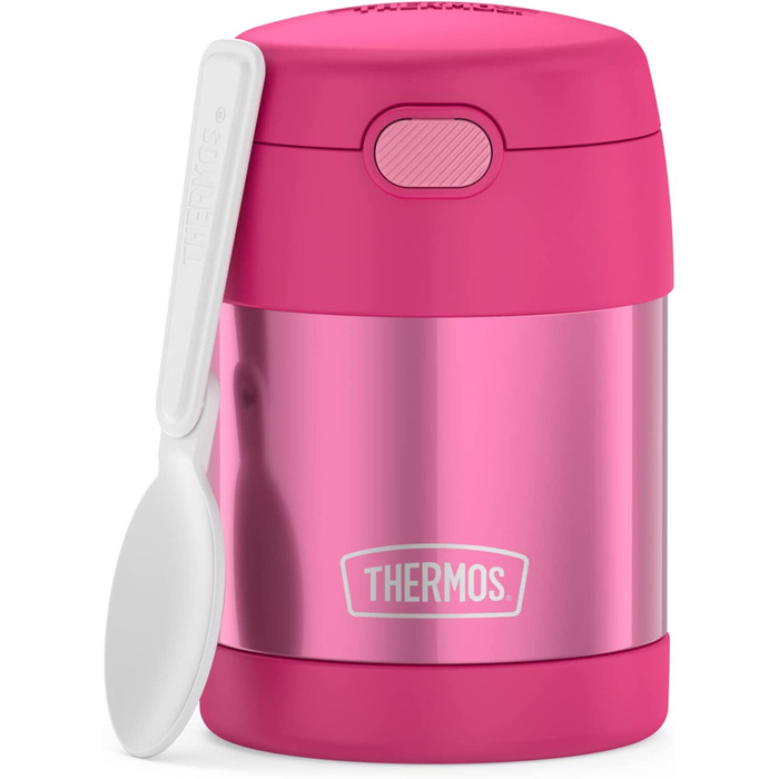 Термос для їжі THERMOS FUNTAINER 0,3 л рожевий з ложкою для дітей, герметичний, зберігає тепло 5 годин і холод 7 годин, контейнер для супу, мюслі, школи