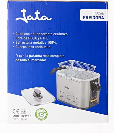 Фритюрниця Jata FR326E, 1000 Вт, 1.3 л, чорна/срібляста