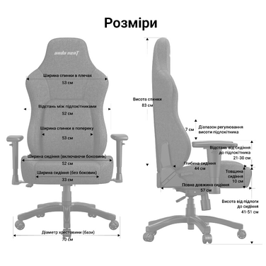 Крісло геймерське ігрове Anda Seat Phantom 4 L до 90 кг Gray Fabric (AD18YSD-72-G-F-G01)