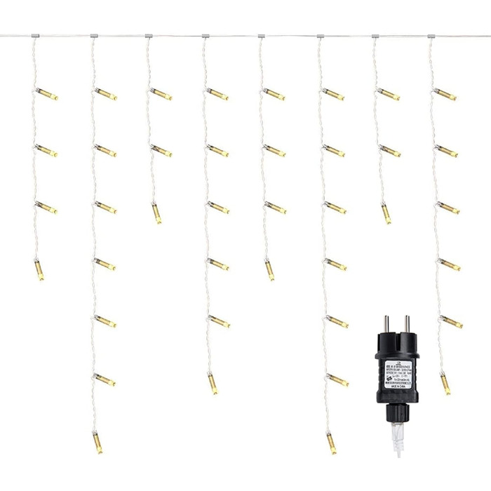 Гірлянда Gresonic 200 LED, 5м+10м, айсберг, тепле біле світло, для зовнішнього та внутрішнього використання, електрична, енергоефективна (A+), декор для дому та вулиці