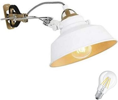 Світлодіодна настільна лампа-кліпса для читання, вінтажна, E27, 4Вт LED, біло-золота, для ліжка чи офісу