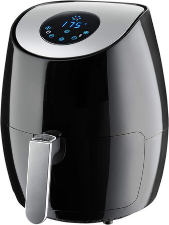 tectake® Аерофритюрниця (Airfryer) 3,6 л, сенсорний дисплей, 7 програм, без масла і жиру, підходить для посудомийної машини, з аксесуарами та кулінарною книгою, чорна