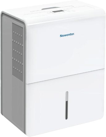Осушувач повітря Newentor 25 л/24 год для приміщень до 80 м², енергоощадний, тиха робота, гарантія 10 років, для підвалу та ванної, з дренажним шлангом і знімним фільтром, таймер