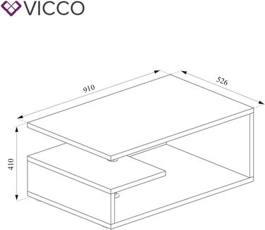 Журнальний стіл Vicco Guillermo білий/антрацит 91x41x53 см