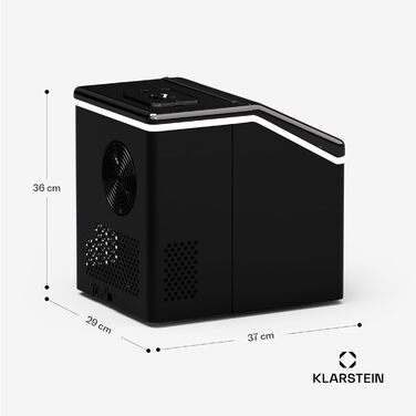 Льодогенератор Klarstein, нерж. сталь, 13 кг/24 год, сенсорний екран, прозорі кубики льоду, енергоефективний, для вечірок, чорний